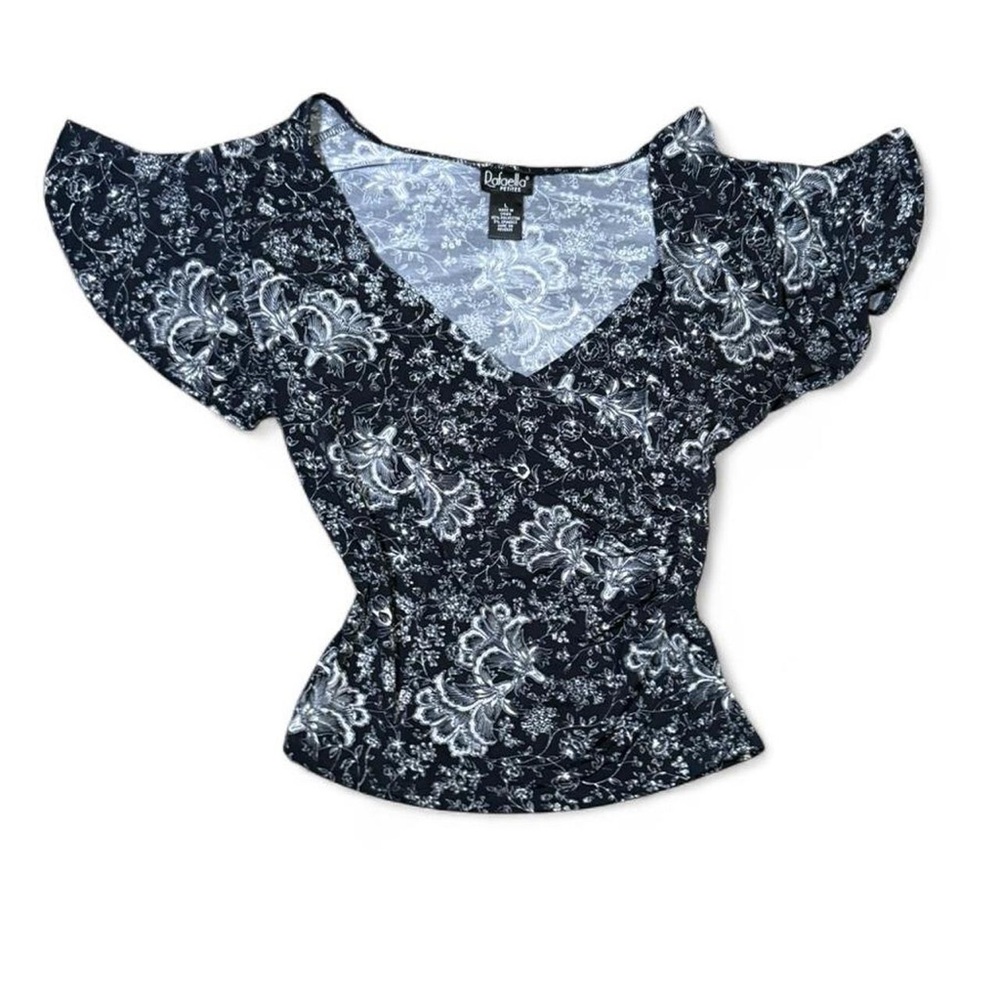 Rafaella Black and White Floral Blouse
